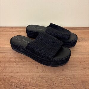 COCONUTS BY MATISSE Del Mar Platform Slide Sandal Onyx Black Women Size 8 Casual